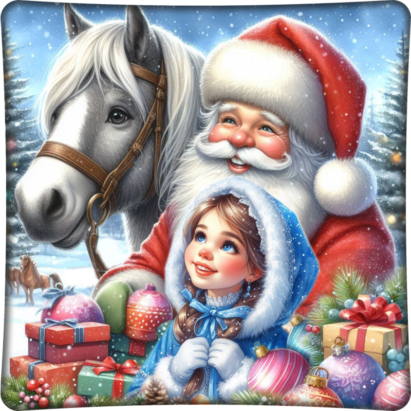 Подушка - конфетница Дед Мороз и внучка - фото - 3